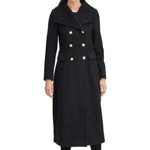 Karl Lagerfeld Paris Women's Double-Breasted Tailored Wool Blend Military Coat